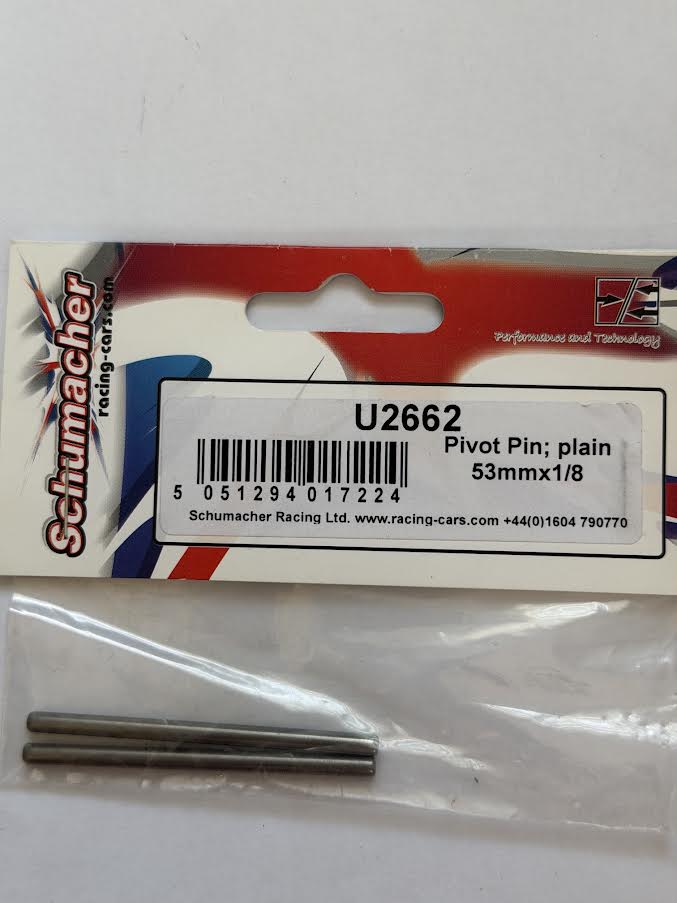 Schumacher Part #SCHU2662 Pivot Pin; Plain 53mm x 1/8