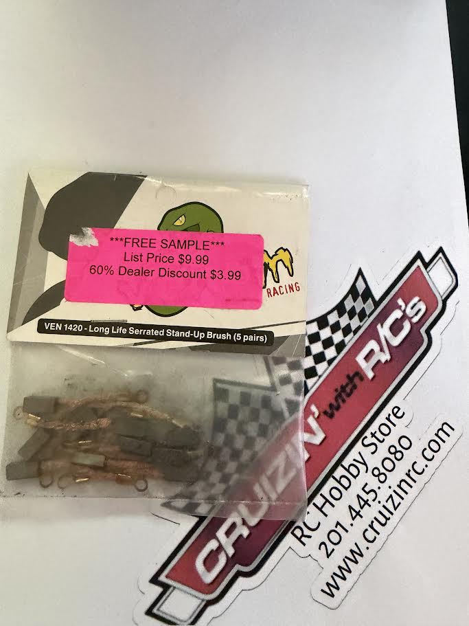 Venom Racing Part #VEN-1420 Long Life Serrated Stand-Up Brush (5 Pairs)