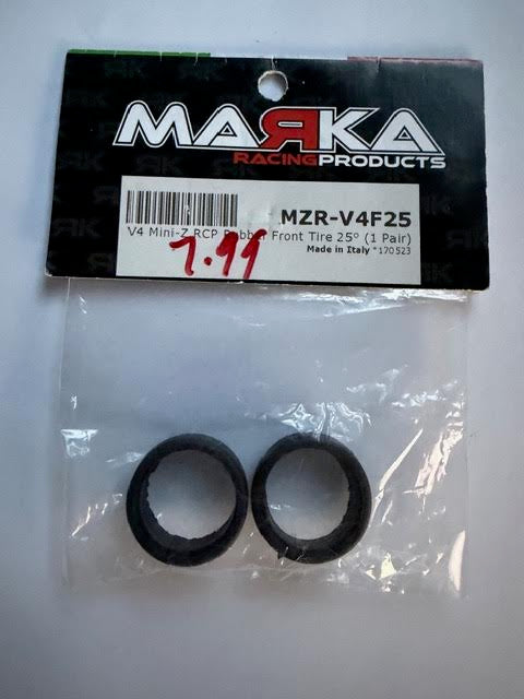Marka Part #MZR-V4F25 V4 Min-Z RCP Rubber Front Tire 25 degree (pair)