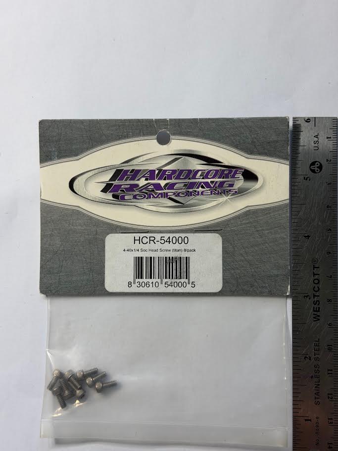 HardCore Racing Part #HCR-54000 4-40 x 1/4 Soc Head Screw (Titan) (8)