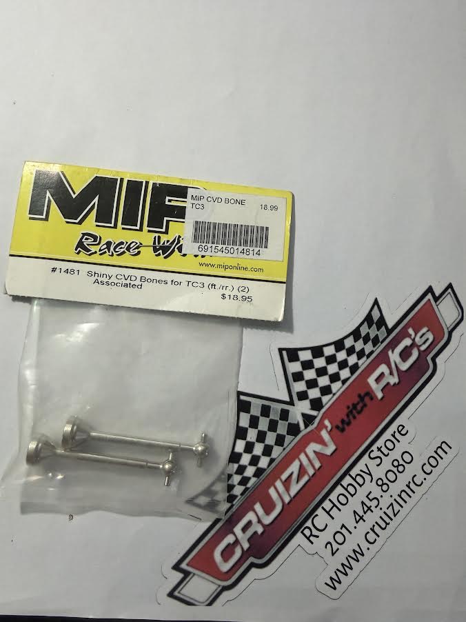 MIP Part #1481 Shiny CVD Bones for TC3 Front/Rear (2) Associated