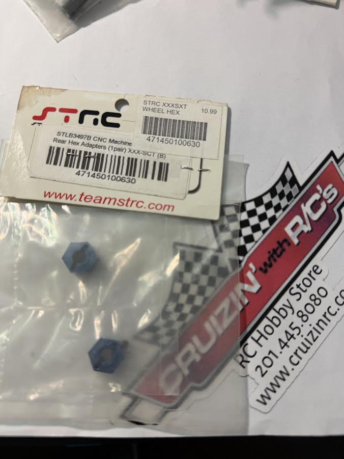 STRC Part #STLB3497B CNC Machined HD Aluminum Rear Hex Adapters (1pair) XXX-SCT BLUE