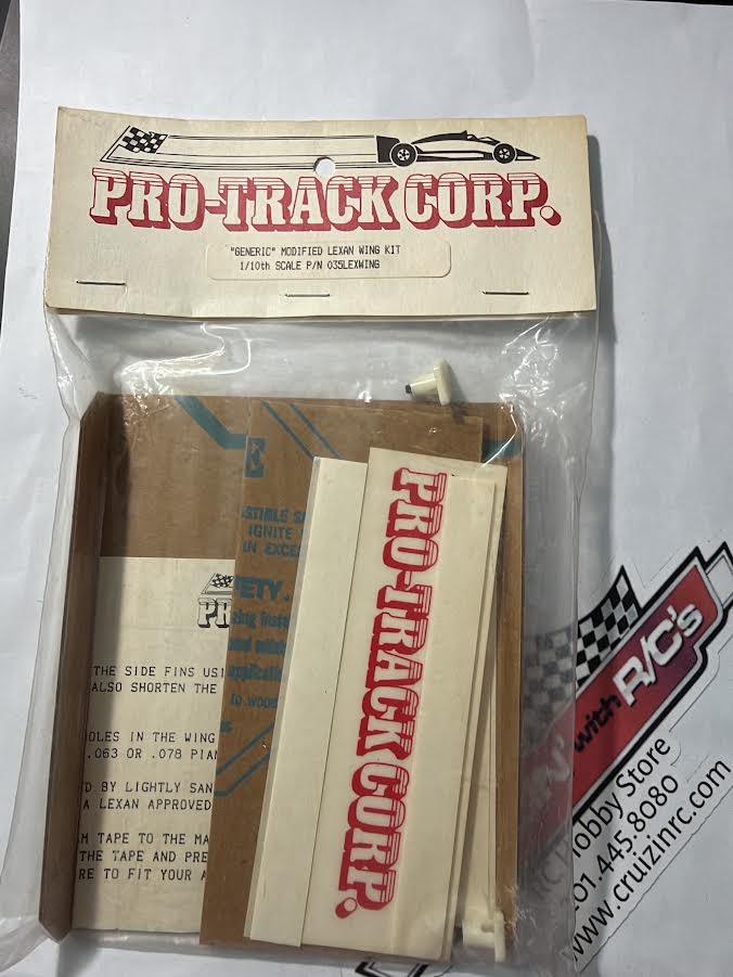 Pro-Track Part #035LEXWING Generic Modified Lexan Wing Kit 1/10th Scale VINTAGE/RARE