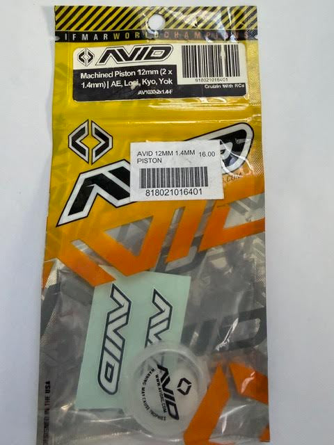 AVID Part #AV1030-2x1.4-F Machined Piston 12mm (2x1.4mm) AE, Losi, Kyocho, Yokomo
