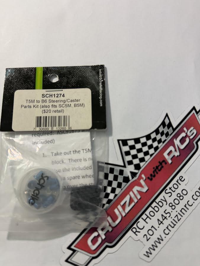 Schelle Racing Part #SCH1274BL T5M to B6 Steering/Caster Parts Kit (also fits SC5M, B5M) BLUE