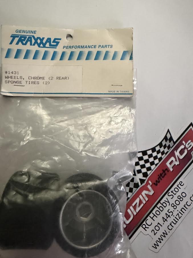 Traxxas Part #TRA1431 Wheels, Chrome (2 Rear) Sponge Tires (2) VINTAGE