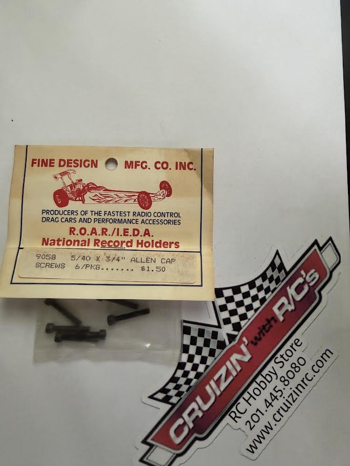 Fine Design Part#9058 5/40 x 3/4" Allen Cap Screws 6pkg - VINTAGE