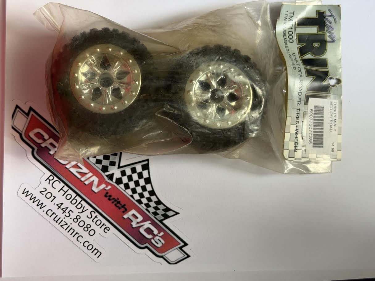 Trinity Part #TMT1000 Pre-Mounted Unglued Mini Monster Off-Road Tires & Wheels (Front)