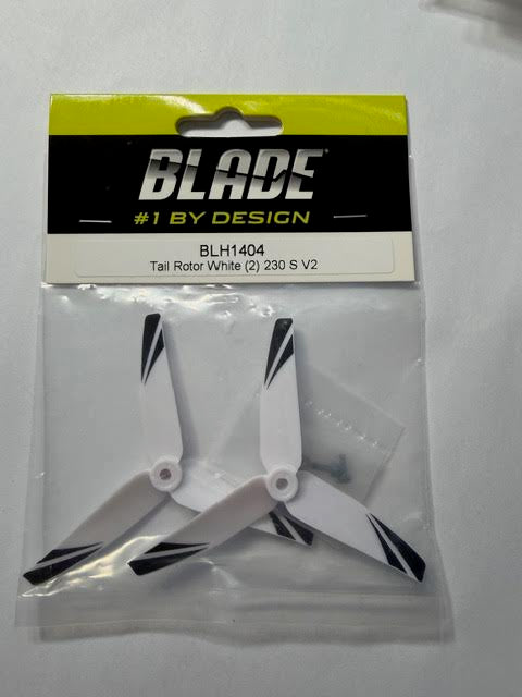 Blade Part #BLH1404 Tail Rotor, White Black Striped (2): 230 S V2