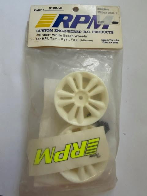 RPM Part #8100-W Striker White Sedan Wheels for HPI, Tamiya, Kyosho, Yokomo S-Narrow
