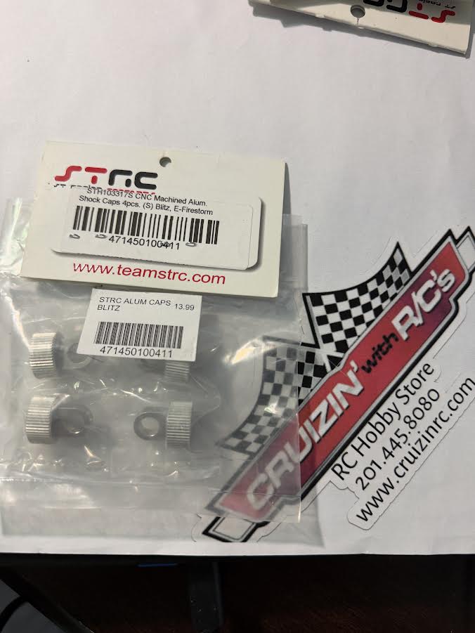 STRC Part #STH103317S CNC Machined Aluminum Shock Caps 4pcs Blitz, E-Firestorm SILVER