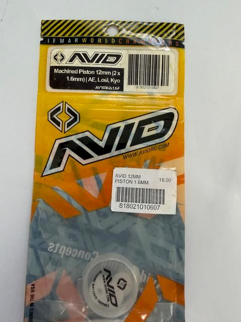 AVID Part #AV1030-2x1.6-F Machined Piston 12mm (2 x 1.6mm) AE, Losi, Kyosho
