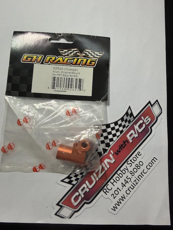 GH Racing Part #GH02625 Aluminum Engine Mount for HPI Baja 5b/SS Orange