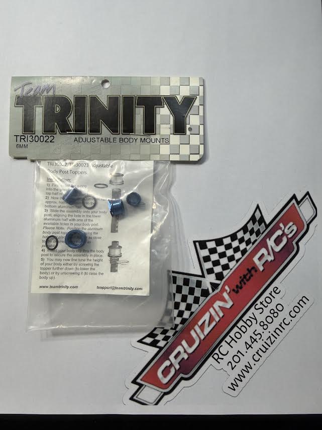 Trinity Part #TRI30022 Adjustable Body Post Mounts 6mm Blue Aluminum