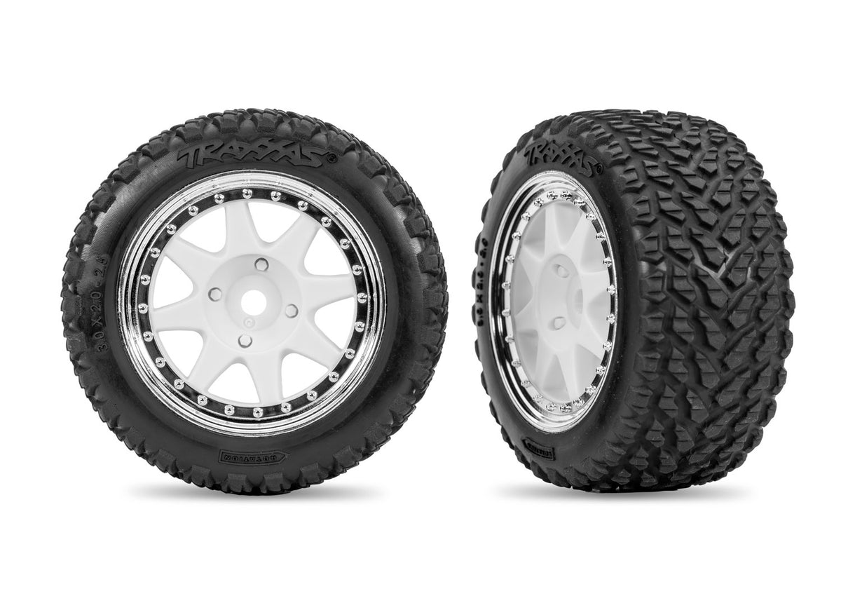 Traxxas White Rear Mini Rally Wheels with Tires (Soft) (2)