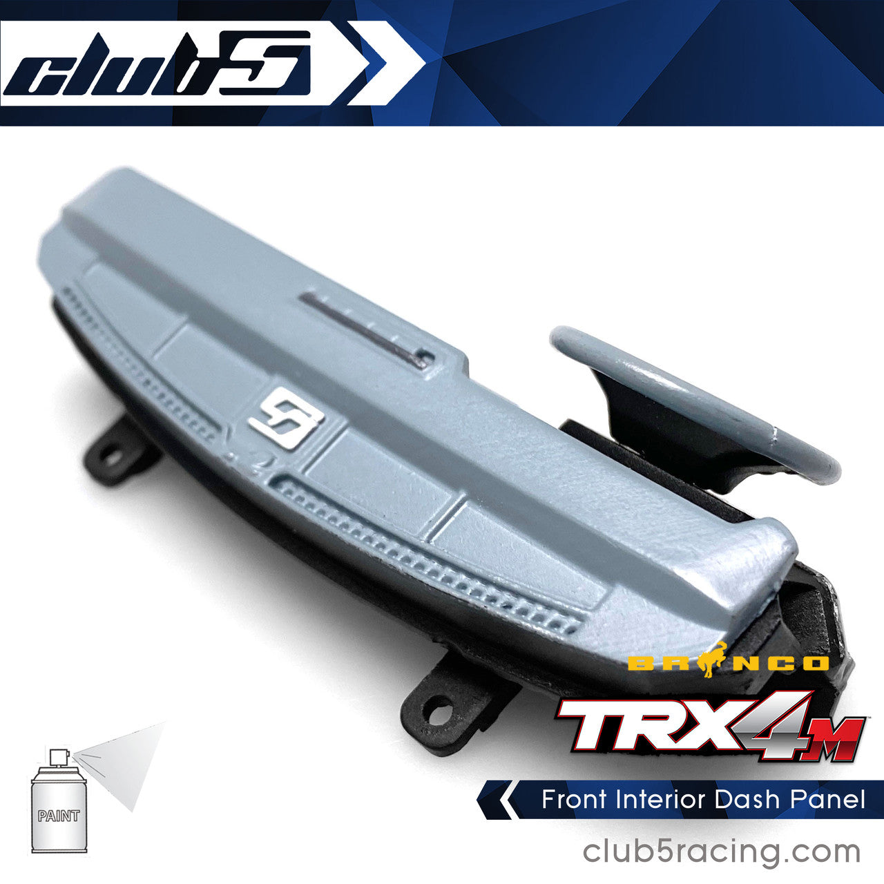 Club 5 Racing Part #C-TRX4-124 Front Interior Dash Panel for TRX-4M Ford Bronco