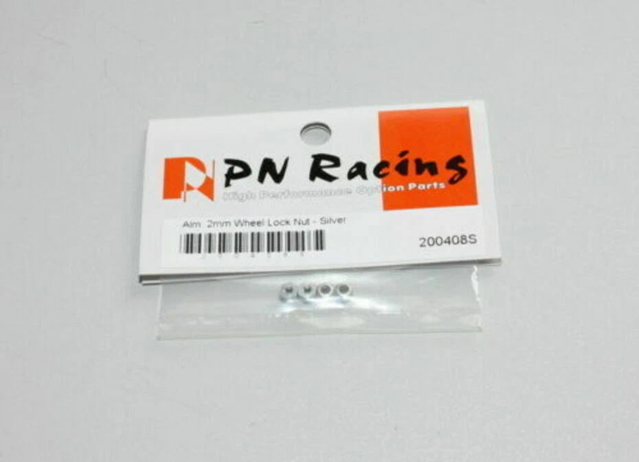 PN Racing Aluminum 2mm Wheel Lock Nut - Silver Part #200408S
