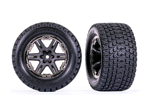 Traxxas 6764-BLKCR RXT 2.8" Black Chrome Wheels & Gravix Tires (2)