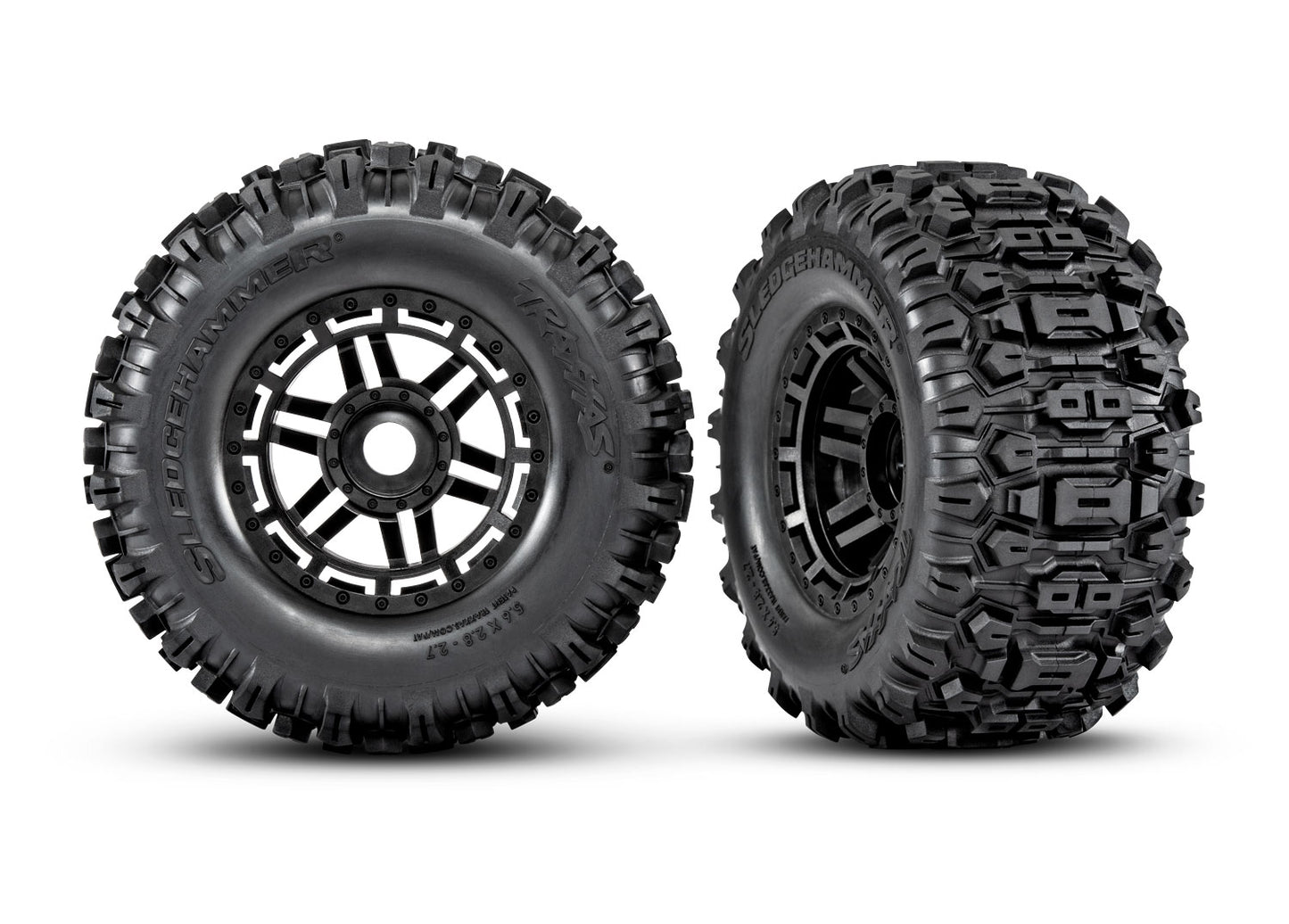 Traxxas 8973 Maxx 2.8" Black Wheels & Sledgehammer Tires (2)