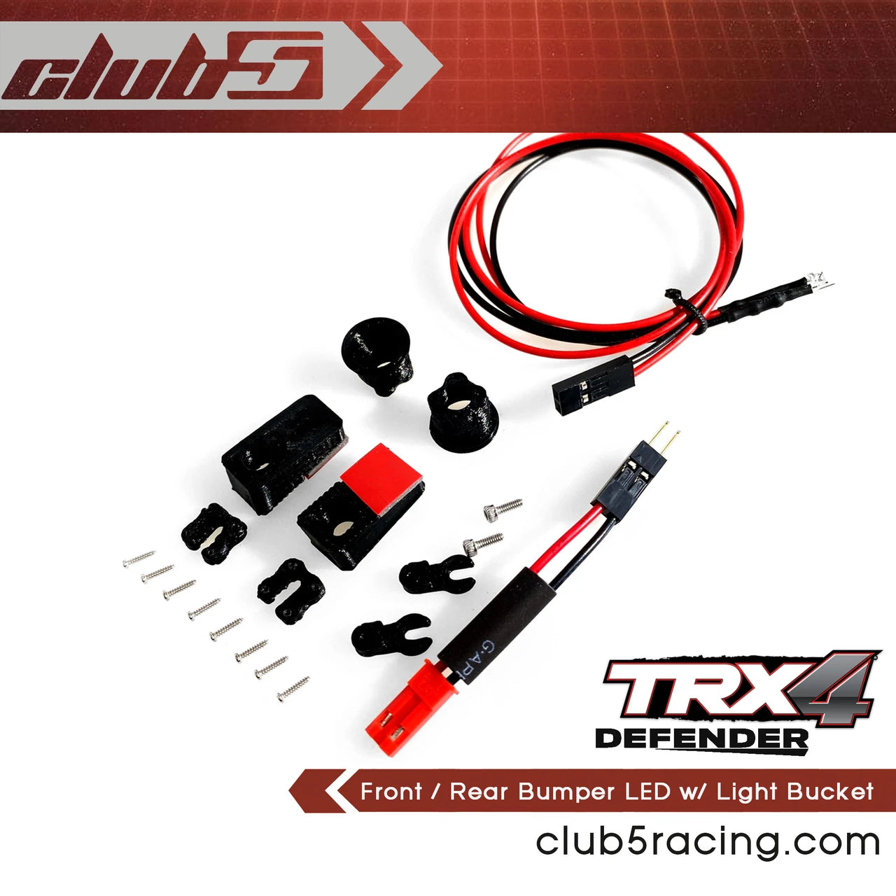 Club 5 Racing Part #C-TRX4-064 Front / Rear Bumper LED w/ Light Bucket for Traxxas TRX-4