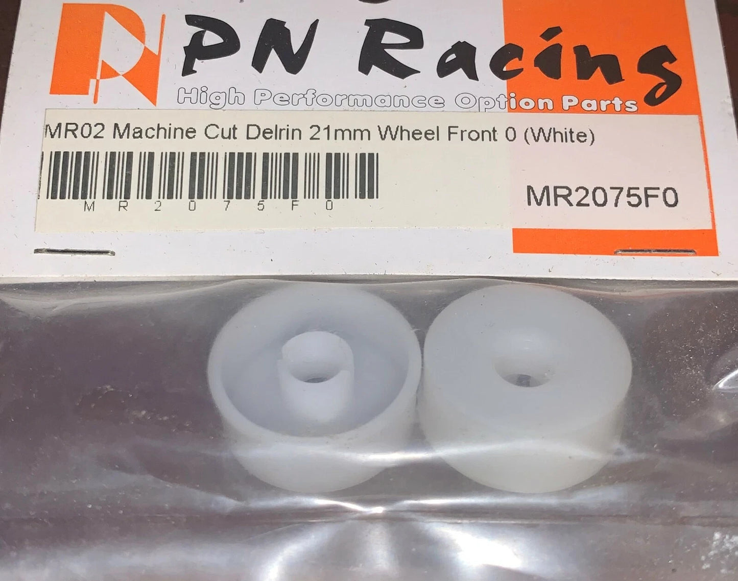 PN Racing MR02 Machine Cut Delrin 21mm Wheel Front 0 White Part# MR2075F0