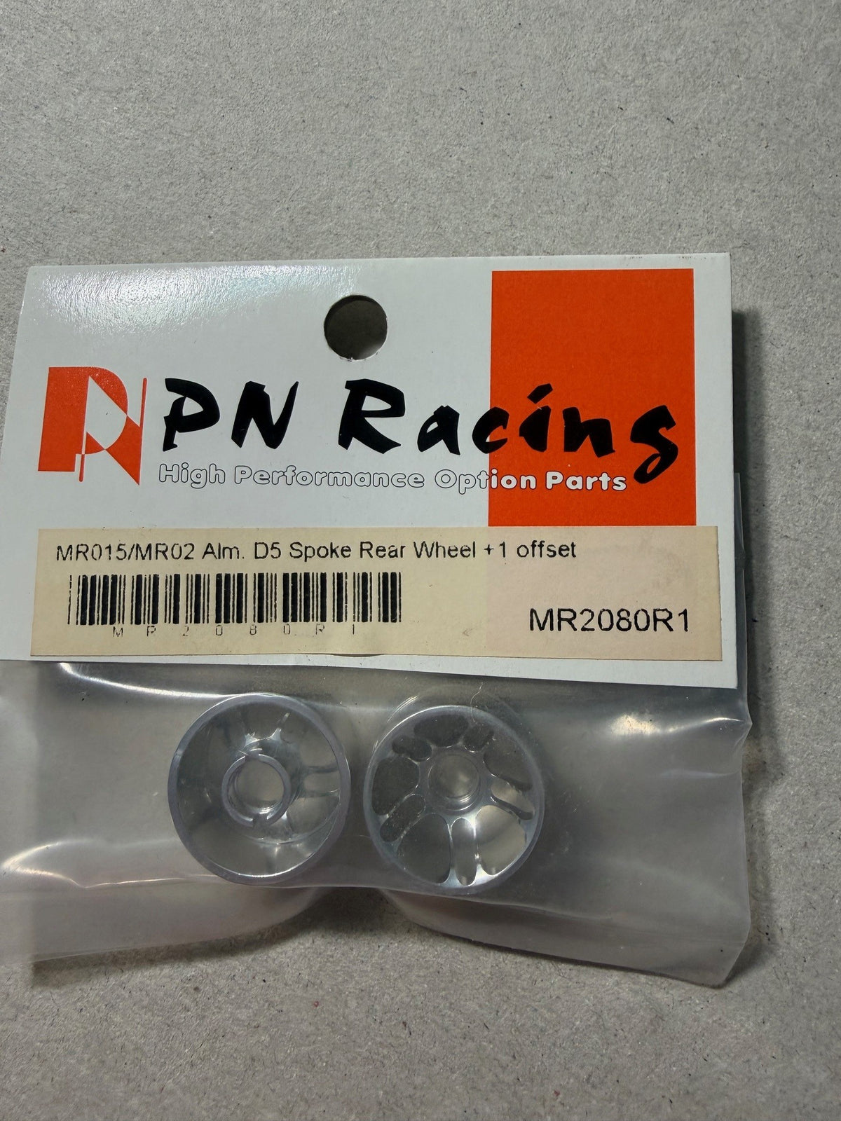 PN Racing Part #MR2080R1 Mini-Z 2WD Alm. D5 Spoke Rear Wheel +1 offset