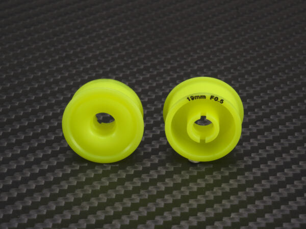 PN Racing Mini-Z 2WD Machine Cut Delrin Yellow Formula 8.5x19mm Flanged Wheel F0.5 Part #MR2089F05