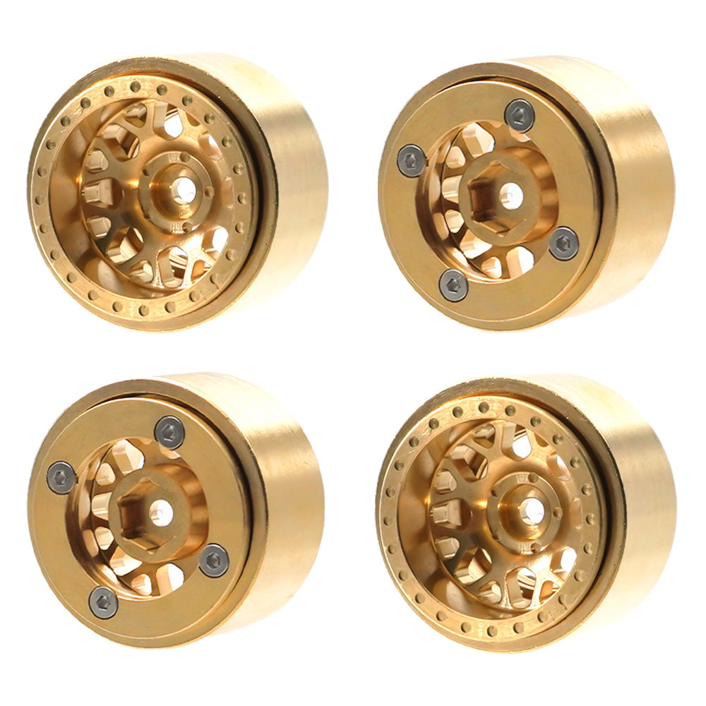 Powerhobby 1.0" Beadlock Brass Wheels (4) 1/24 Rock Crawler