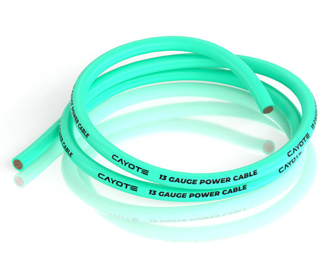 Cayote Part #CYECW06 13AWG Thin-Wall Silicone Wire 1meter Aurora Green, 3.55 OD only