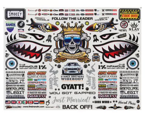 Firebrand RC Part #FBR1SCLDTL533 Sponsor Logos 7 Decal Sheet (8.5x11")