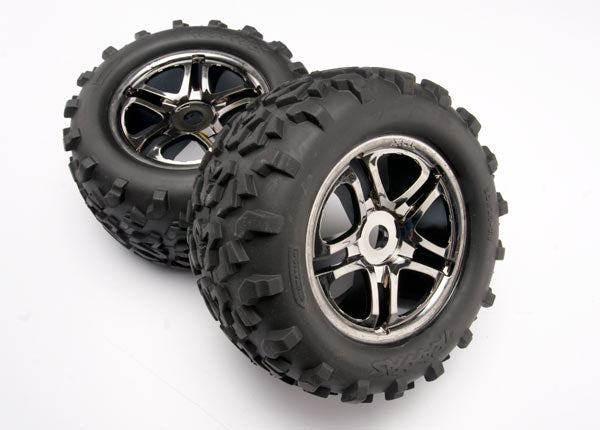 Split-Spoke 3.8" Black Chrome Wheels & Maxx Tires (2)