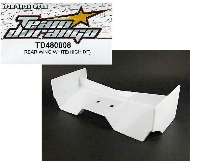 Team Durango Part #TD480008 Rear Wing White (High DF) - discontinued