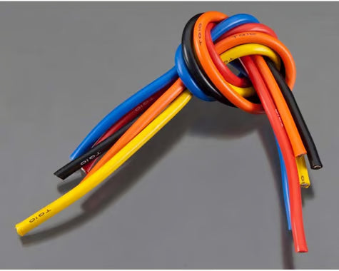 TQ Wire Part #TQ1105 10 Gauge Silicone 5-Wire Kit (1 Each - Black, Red, Blue, Yellow, Orange)