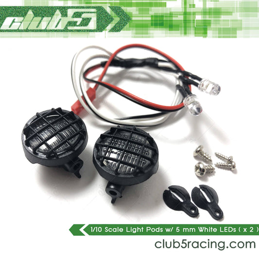 Club 5 Racing Part #C-S04-002 Scale LED Light Pods for Roof Rack / Bumper ( 6V LED Included )