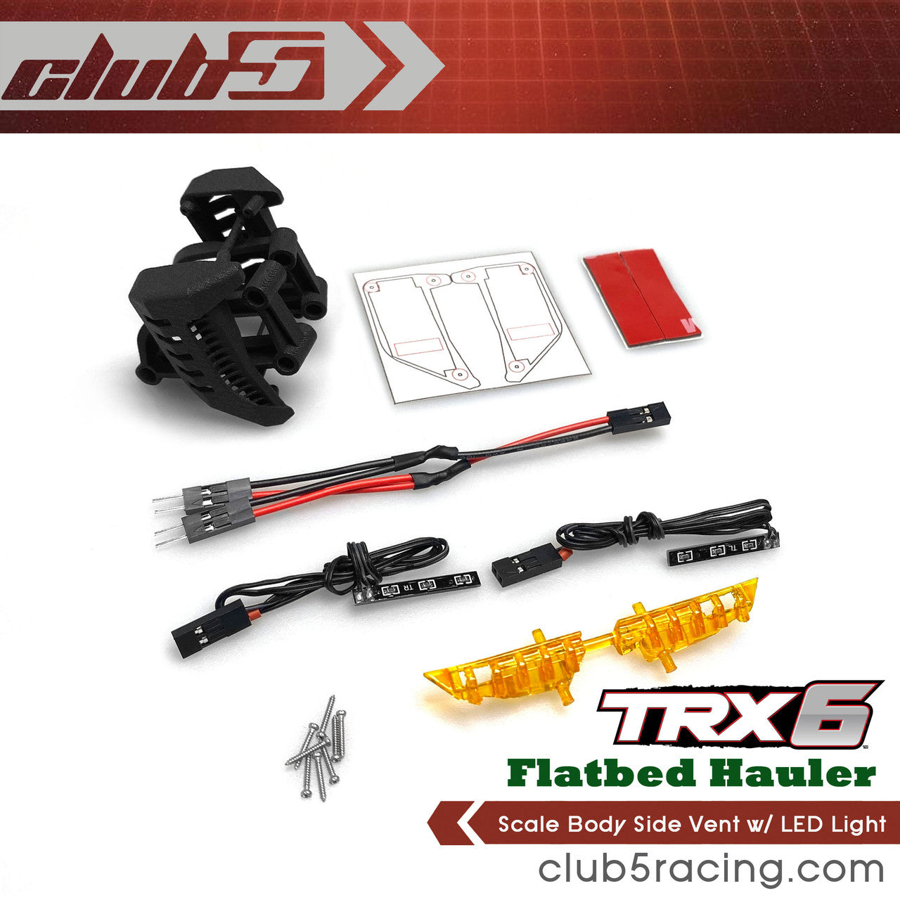 Club 5 Racing Part #C-TRX6-017 Scale Body Side Vent w/ LED Light for Traxxas TRX-6 HAULER