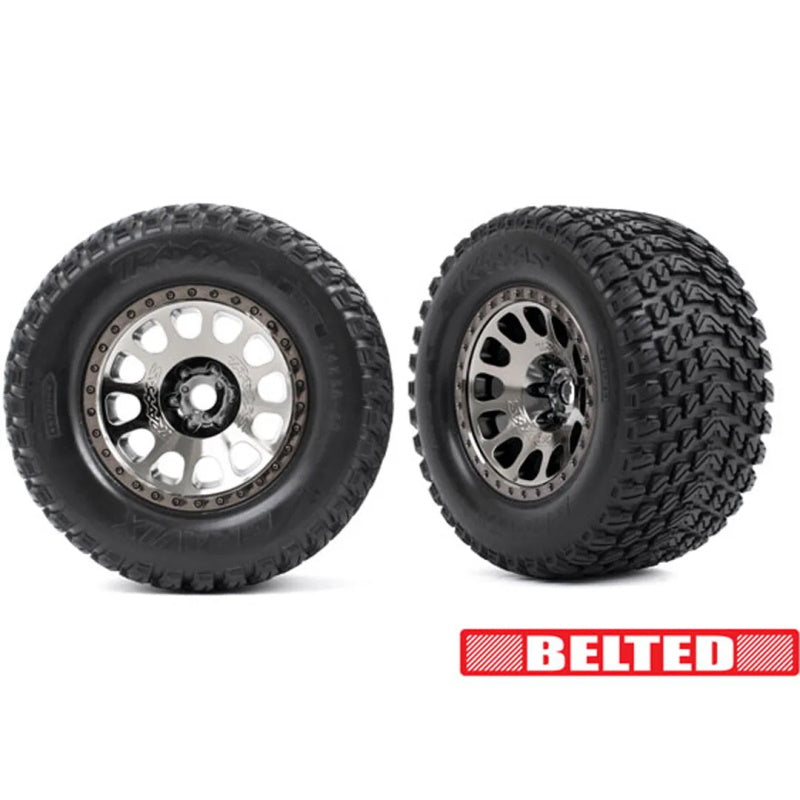 Traxxas 7862x - Belted Gravix Tires Chrome Wheels w/Foam Inserts For XRT / X-Maxx