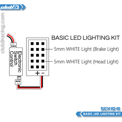 Club 5 Racing Part #C-AXA-040 Basic Headlight / Rear Brake Light Kit ( 6V ) for SCX10 III Jeep JLU Wrangler