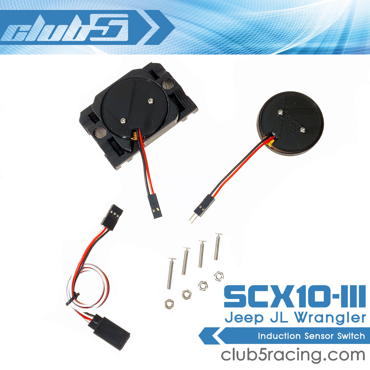 Club 5 Racing Part #C-AXA-096 Induction Sensor Switch for SCX10 III Jeep JL Wrangler Lighting (Waterproof)