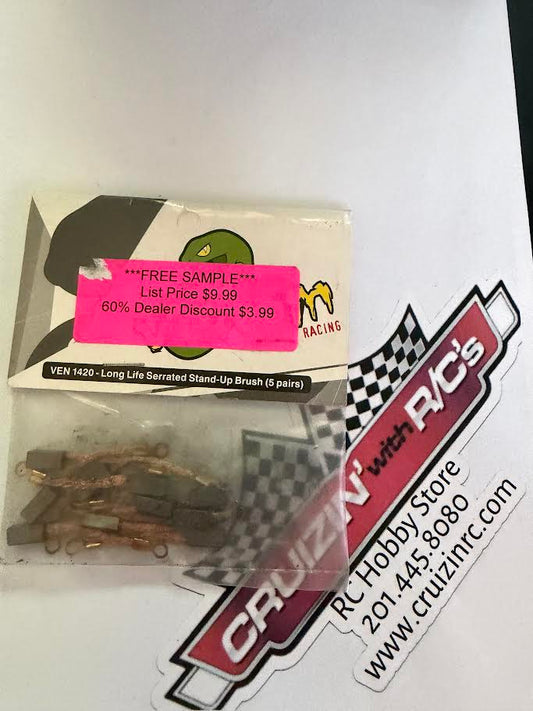 Venom Racing Part #VEN-1420 Long Life Serrated Stand-Up Brush (5 Pairs)