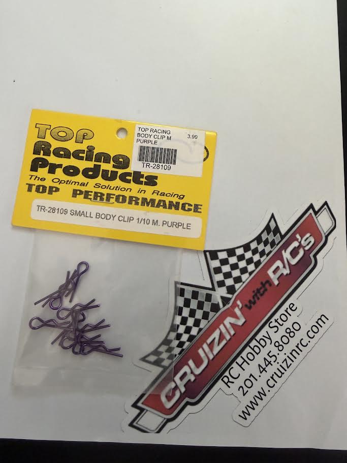 Top Racing Part #TR-28109 Small Body Clips 1/10 10ct Metallic Purple