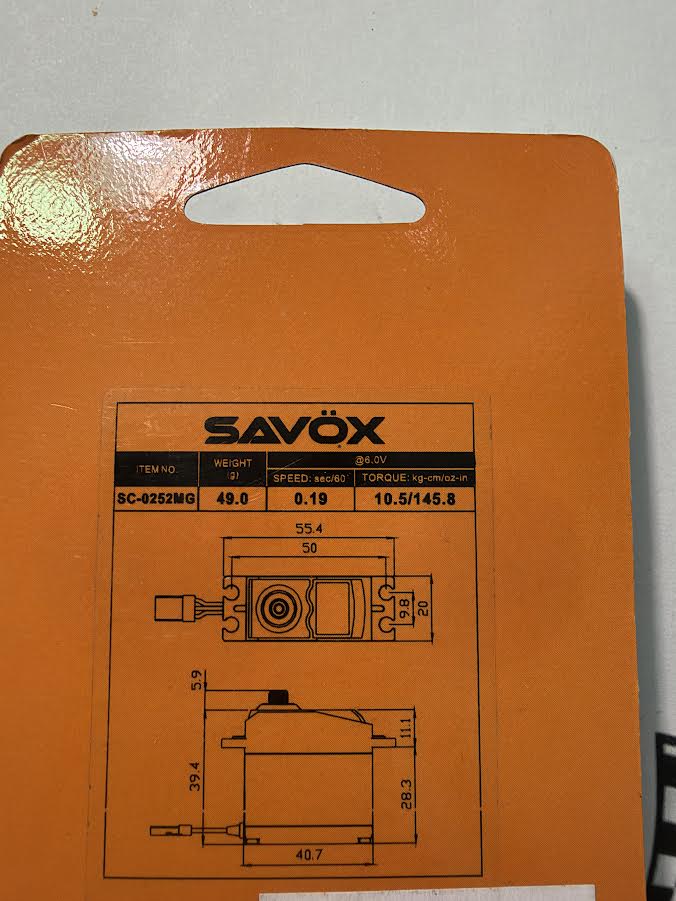 Savox Part #SC-0252MG Servo