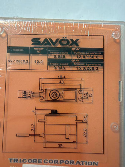 Savox Part #SV-1260MG Servo