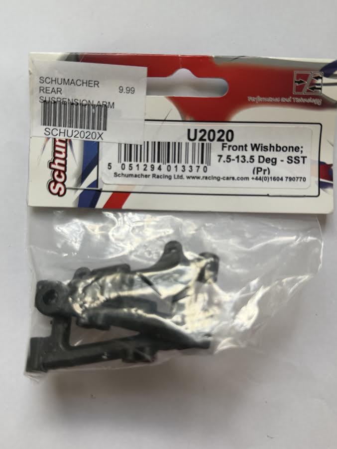 Schumacher Part #SCHU2020 Front Wishbone; 7.5-13.5deg (pair) - SST