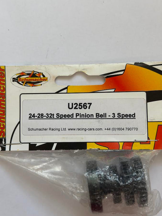 Schumacher Part #SCHU2567 24-28-32t Speed Pinion Bell - 3-Speed