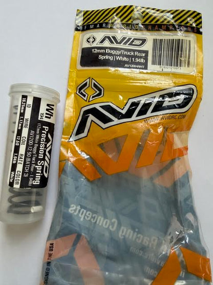 AVID Part #AV1200-WHT 12mm Buggy/Truck Rear Spring/ White/ 1.94lb