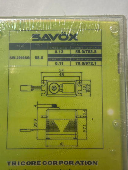 Savox Part #SW-2290SG Servo BLACK