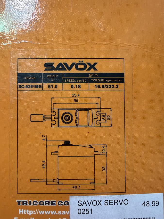 Savox Part #SC-0251MG Servo