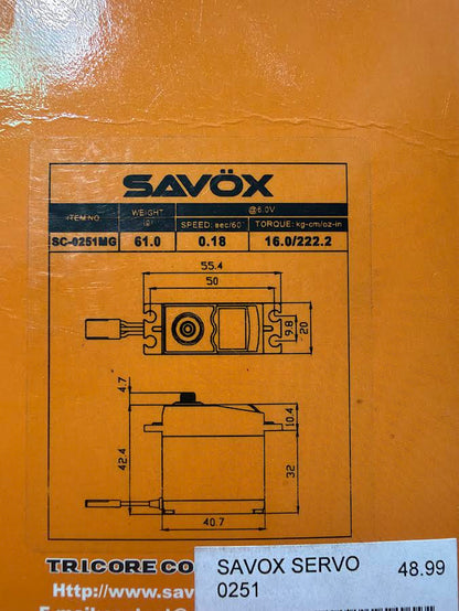 Savox Part #SC-0251MG Servo