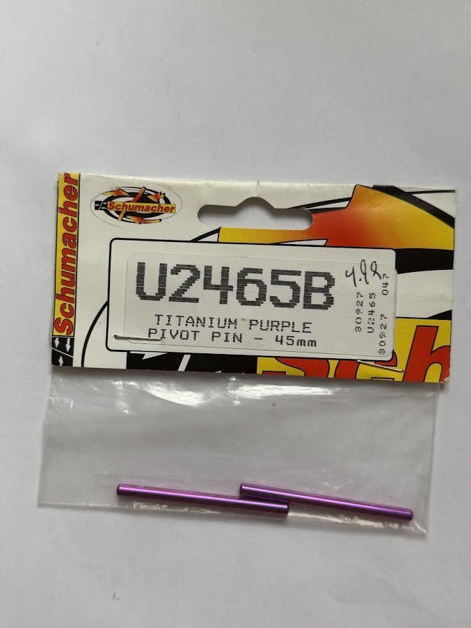 Schumacher Part #SCHU2465B Titanium Pivot Pin 45mm Purple