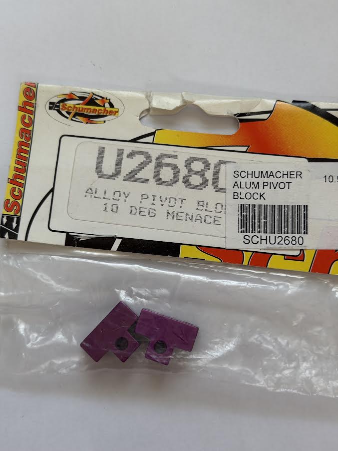 Schumacher Part #SCHU2680 Alloy Pivot Block; 10 degree Purple - Menace -